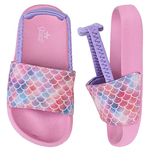 Youecci Badelatschen Mädchen Badeschlappen 25 EU Jungen Hausschuhe 25 Sommer Flache Kinder Badelatschen Rutschfest Leicht Dusch Strand Kinder Sandalen Schuppen Rosa von Youecci
