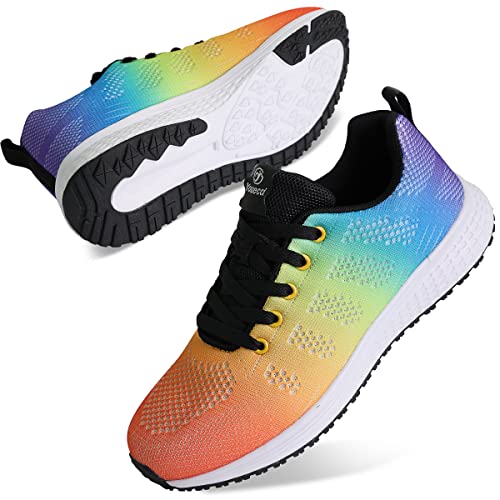 Youecci Damen Fitness Laufschuhe Atmungsaktive laufende Turnschuhe Sportschuhe Schnüren Hallenschuhe Leichtathletikschuhe Running Sneaker Gym Schuhe Mehrfarbig 40 EU von Youecci