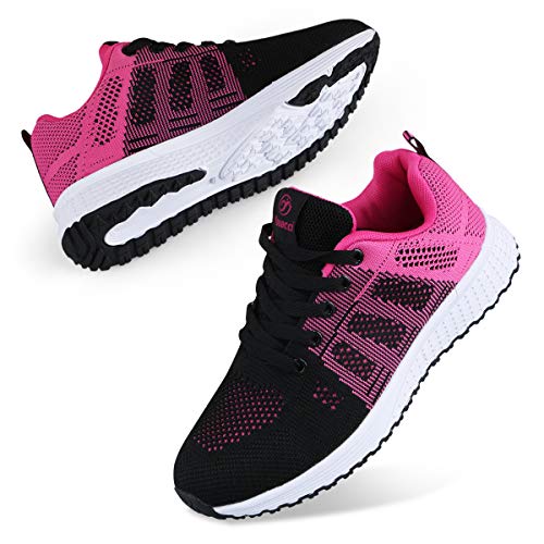 Youecci Damen Fitness Laufschuhe Atmungsaktive laufende Turnschuhe Sportschuhe Schnüren Hallenschuhe Leichtathletikschuhe Running Sneaker Gym Schuhe Rot 38 EU von Youecci