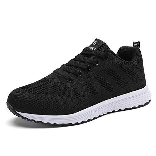 Youecci Damen Fitness Laufschuhe Atmungsaktive laufende Turnschuhe Sportschuhe Schnüren Hallenschuhe Leichtathletikschuhe Running Sneaker Gym Schuhe Schwarz 44 EU von Youecci