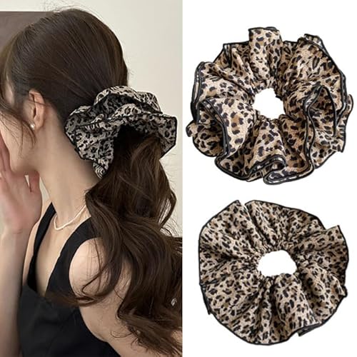 Youery 2 Stück Haargummis Elastische Haarbänder Haargummis Seile Dot Leopard Scrunchie für Frauen Und Mädchen Haarschmuck von Youery