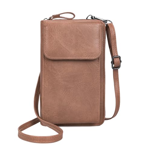 Youjaree Damen-Handy-Geldbörse, Geldbörse, kleine Umhängetasche, Leder, Schultertasche mit Kartenschlitz, Pink, Classit von Youjaree