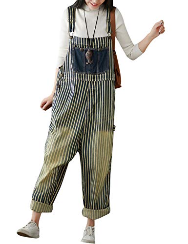 Youlee Damen Breites Bein Denim Overalls Retro Beiläufig Latzhose Style 2 Yellow von Youlee