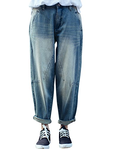 Youlee Damen Cool Haremshose Baumwolle Jeans L von Youlee