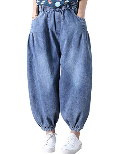 Youlee Damen Elastische Taille Jeans Breites Bein Hosen Style 3 von Youlee