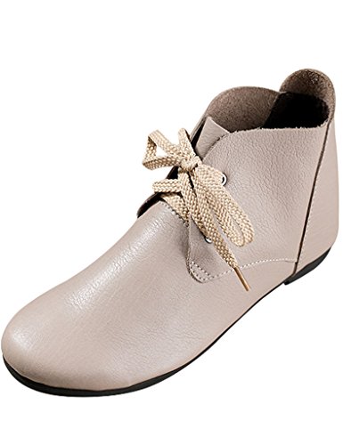 Youlee Damen Herbst Schnüren handgefertigt Lederstiefel Grau EU 39/CH 40 von Youlee