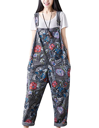 Youlee Damen Sommer Breites Bein Hose Denim Latzhose Overall Hosen Style 18 von Youlee