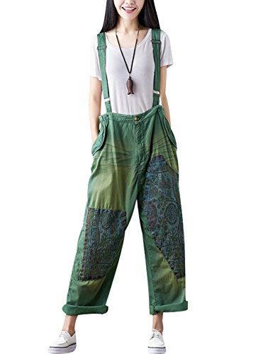 Youlee Damen Sommer Breites Bein Hose Denim Latzhose Overall Hosen Style 21 Green von Youlee