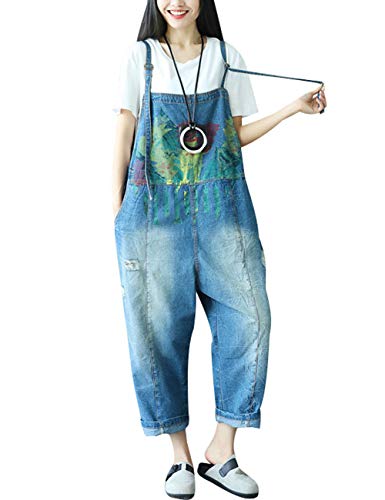 Youlee Damen Sommer Breites Bein Hose Denim Latzhose Overall Hosen Style 27 von Youlee