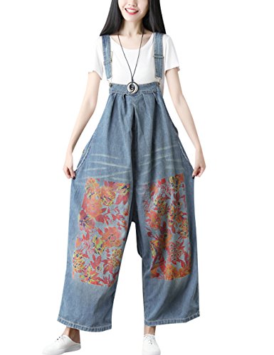 Youlee Damen Sommer Breites Bein Hose Denim Latzhose Overall Hosen Style 29 von Youlee