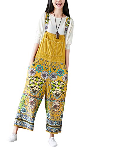 Youlee Damen Sommer Breites Bein Hose Denim Latzhose Overall Hosen Style 9 Yellow von Youlee