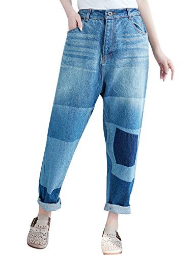 Youlee Damen Sommer Frühling Elastische Taille Jeans Denim Hose Haremshose Style 2 von Youlee