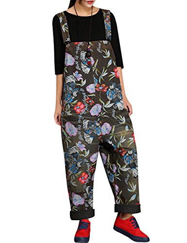 Youlee Damen Sommer Frühling Weinlese Overalls Baumwolle Overall Latzhose mit Taschen Style 2 von Youlee