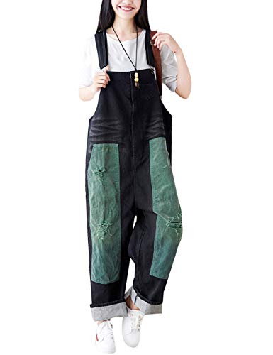 Youlee Damen Strappy Overalls Beiläufig Overall Baumwolle Latzhose Style 2 Black von Youlee