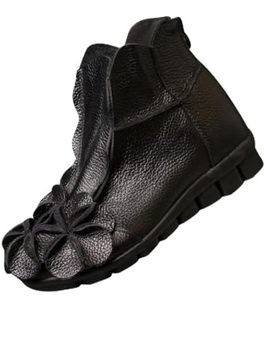 Youlee Damen Winter Herbst Blume Flache Stiefel Stiefeletten Style 1 Black Fur Lining UK 5.5-6 Youlee Damen Winter Herbst Blume Flache Stiefel Stiefeletten Style 1 Black Fur Lining UK 5.5-6 von Youlee