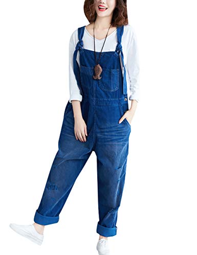 Youlee Damen Winter Herbst Verstellbarer Riemen Ärmellos Jumpsuits Latzhose mit weitem Bein Strampelhöschen Style 1 Blue von Youlee
