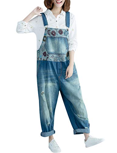 Youlee Damen Winter Herbst Verstellbarer Riemen Ärmellos Jumpsuits Latzhose mit weitem Bein Strampelhöschen Style 2 Blue von Youlee