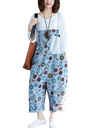 Youlee Damen Winter Herbst Verstellbarer Riemen Ärmellos Jumpsuits Latzhose mit weitem Bein Strampelhöschen Style 3 Light Blue von Youlee