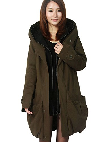Youlee Damen Winter Reißverschluss Verdicken Baumwolle Mantel Kaffee M von Youlee