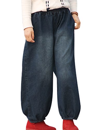 Youlee Frauen Elastische Taille Wide Leg Haremshose Loch Jeans Style 18 M von Youlee