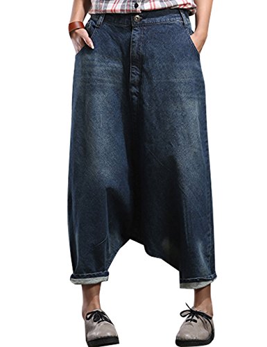 Youlee Frauen Elastische Taille Wide Leg Haremshose Loch Jeans Style 3 von Youlee