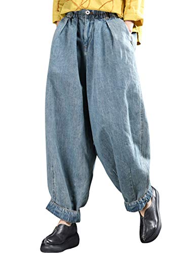 Youlee Frauen Patchwork Haremshose Zerstört Jeans Wide Leg Jeans Style 6 M von Youlee