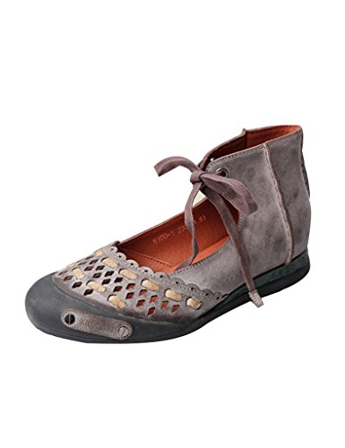 Youlee Frauen-Sommer-Hohl Handvernähens Ledersandalen Kaffee EU 39 von Youlee