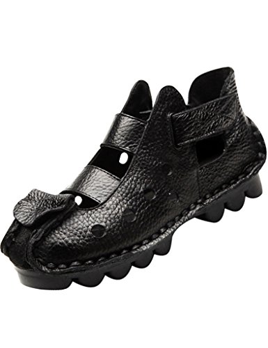 Youlee Frauen Sommer Leder Sandalen Schuhe Style 2 Schwarz EU 38/CH 40 von Youlee