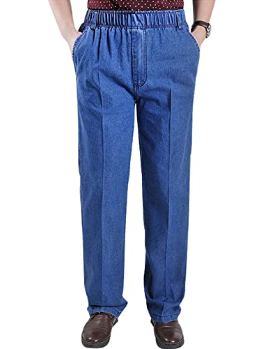 Youlee Herren, elastischer Bund, gerade Jeans, hellblau, 5X-Large von Youlee