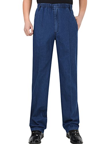 Youlee Herren Elastische Taille Gerade Hosen Jeans Blue M von Youlee