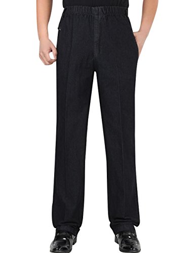 Youlee Herren Elastische Taille Gerade Hosen Jeans Black M von Youlee