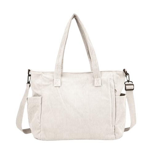 Youlity Cord Umhängetasche Damen Cord Tasche mit Reißverschluss Groß Tote Bag Fashion Stofftasche Hobo Shopper Crossbody Bag für Alltag Büro Einkauf College Shopping Uni Arbeit Schule von Youlity