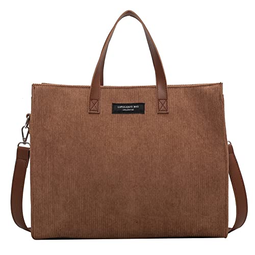 Youlity Damen Handtasche Tote Bag Groß Cord Tasche mit Reißverschluss Umhängetasche Stofftasche Shopper Crossbody Schultertaschen für Arbeit Büro Reise Einkauf von Youlity