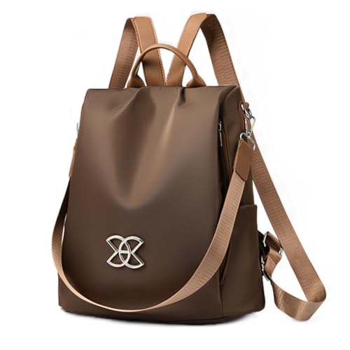 Youlity Damen Rucksack Anti Diebstahl Tasche Nylon Kleine Umhängetasche Modern Cityrucksack Tagesrucksack Elegant Schulrucksack für Schule Reisen Arbeit (Braun) von Youlity
