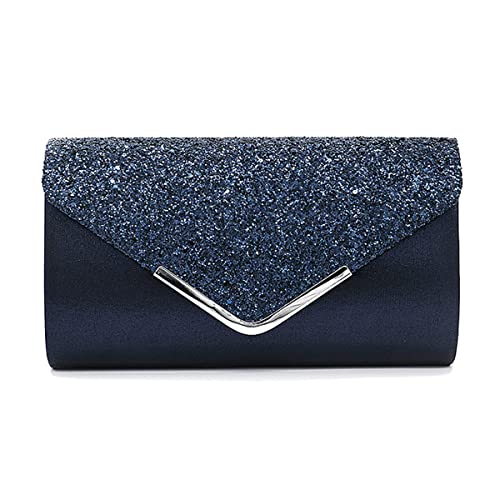 Youlity Damen Umschlag Clutch Tasche Elegante Glitzer Abendtasche Abend Clutches Geldbörse mit Kette Schultergurt Umhängetasche Handtasche für Hochzeit Braut Abschlussball (Blau) von Youlity