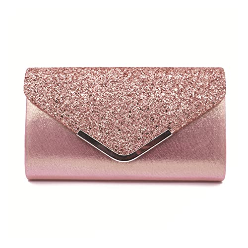 Youlity Damen Umschlag Clutch Tasche Elegante Glitzer Abendtasche Abend Clutches Geldbörse mit Kette Schultergurt Umhängetasche Handtasche für Hochzeit Braut Abschlussball (Rosa) von Youlity