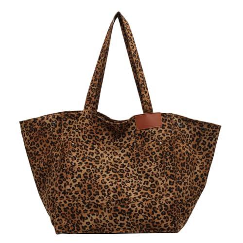 Youlity Tote Bag Damen Canvas Tasche Groß Schultertasche Shopper Handtasche Leopardendruck Umhängetasche Hobo Laptop Tasche für Alltag Büro Schulausflug Einkauf (Braun) von Youlity