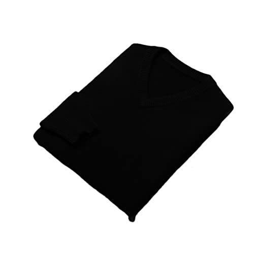 100% Kaschmir V-Ausschnitt Pullover Herren Dicker Strickpullover Tops Solid Warm Base Shirt, Schwarz , Medium von Youllyuu