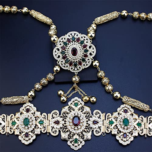 Algeria Jewelry Damen Kleid Gürtel Schulter Brust Kette Braut Körper Schmuck marokkanischer Kaftan Gürtel von Youllyuu