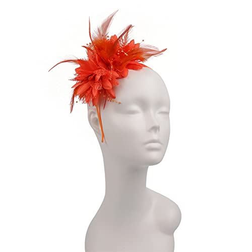 Damen Fascinator Hut Blume Feder Mesh Garn Stirnband Cocktail Party Hochzeit Haarschmuck von Youllyuu