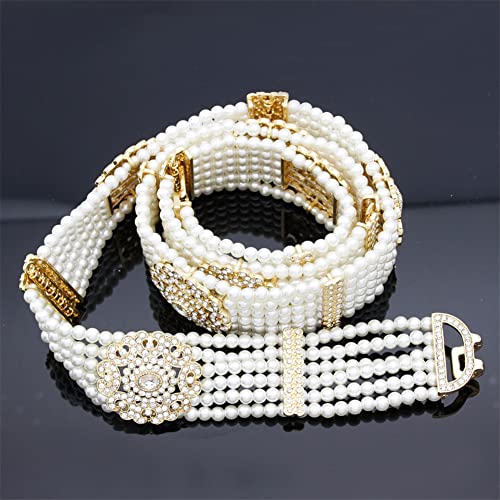 Damen Taillenkette mit Perlen, verstellbare Länge, Indien, Nigeria, Hochzeit, Blume, Perlengürtel von Youllyuu