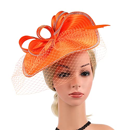 Derby-Hüte für Damen, Schleier, Stirnband, Teeparty, Hüte, Kentucky Satin, Strasssteine, Fascinator, Kirchenhüte von Youllyuu