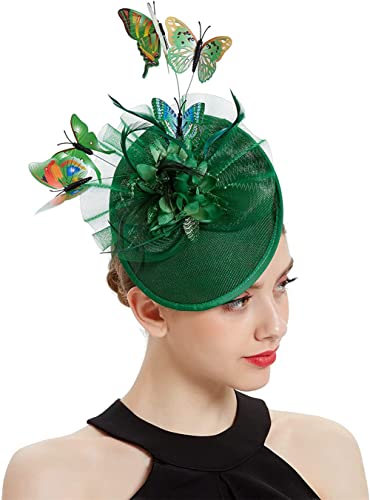 Fascinator-Hut für Braut, Teeparty, Pillbox, Hut, Damen, Schmetterling, Derby-Stirnband von Youllyuu