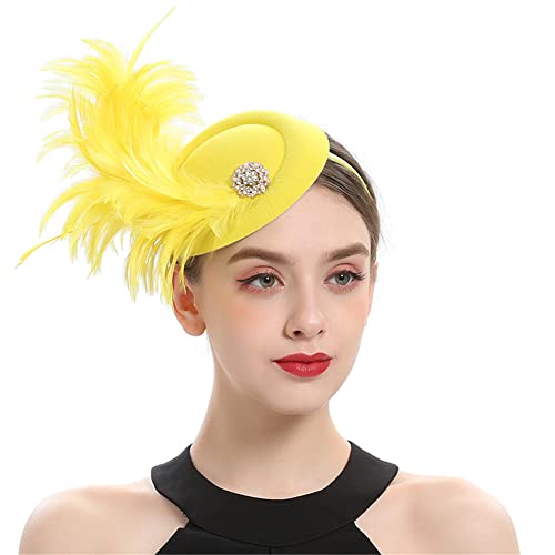 Fascinator-Hut für Teepartys, Frauen, Kentucky-Hut, Federn, Fedoras, Hut, Clip, Stirnband, Cocktail, Headwewar von Youllyuu