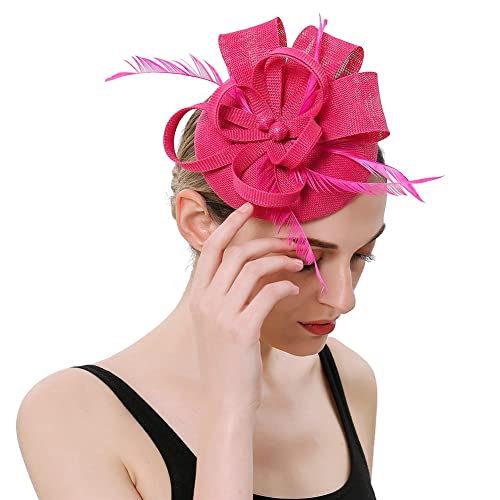 Fascinator für Damen, Cocktail, Hochzeit, Kirche, Kopfschmuck, Feder, Kopfbedeckung, Sinamay, Fascinator von Youllyuu