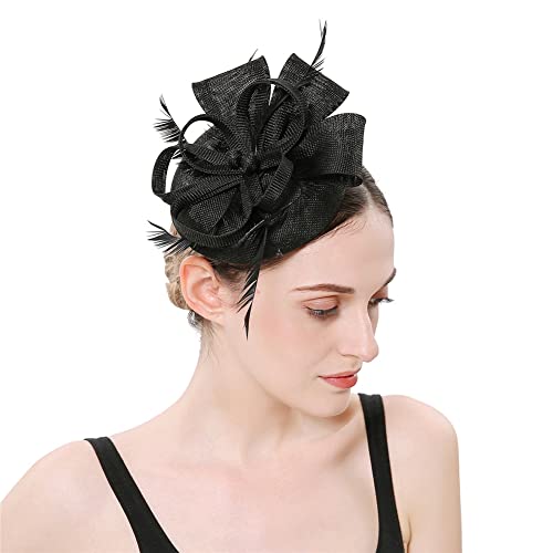 Fascinator für Damen, Cocktail, Hochzeit, Kirche, Kopfschmuck, Feder, Kopfbedeckung, Sinamay, Fascinator von Youllyuu