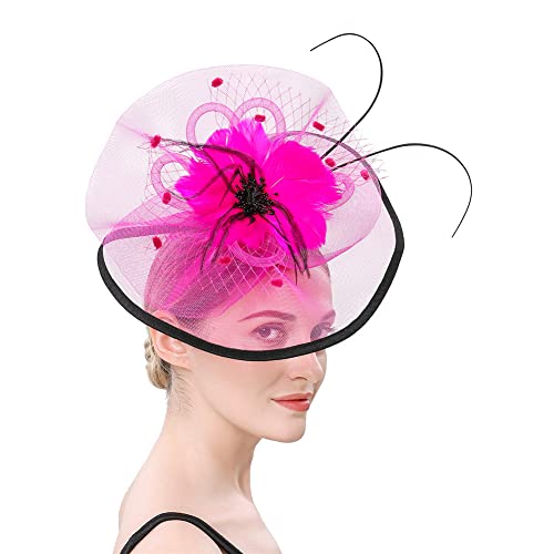 Fascinator für Damen, Mädchen, Netzstoff, Feder, Stirnband, Cocktail, Hochzeit, Kentucky Hut, Teeparty, Kopfbedeckung von Youllyuu