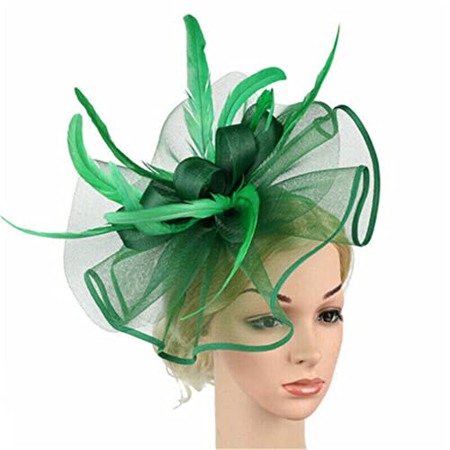 Fascinator für Damen, große Blume, Haarspange, Federn, Zylinderhut, Hochzeitsrennen, Stirnbänder von Youllyuu