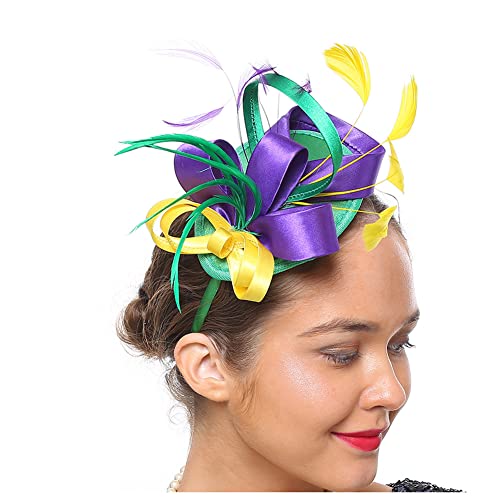 Fascinators für Damen und Mädchen, Cocktail-Party, Stirnband, Kopfschmuck, Federhut für Halloween-Party von Youllyuu