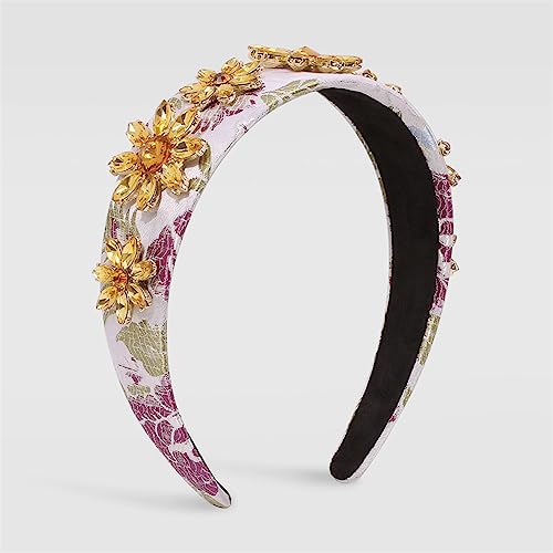 Floral Strass Stirnbänder Kristall Haarbänder Luxus Breite Stirnband Haarschmuck Für Party Abschlussball Gelb von Youllyuu